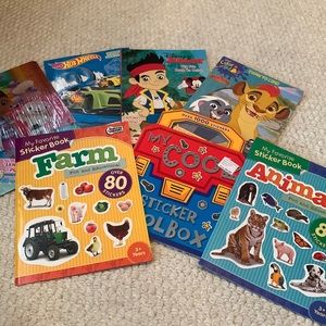 🖍️Sticker and coloring books new Disney Hot Wheels Animals Construction